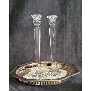 MIKASA Clear Crystal Glass CAMBRIDGE 11.5" Candlesticks Holders Candle Holder